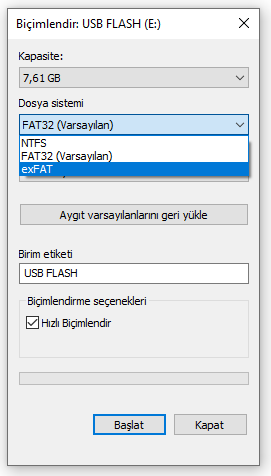 usb exfat formatı smartiptv - 2